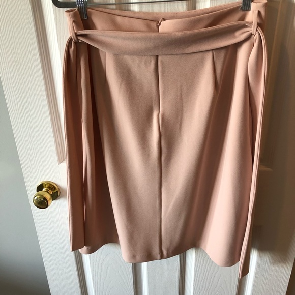 Worthington Blush Pink Belted with Pleat Midi Skirt Sz 12 - Picture 7 of 9